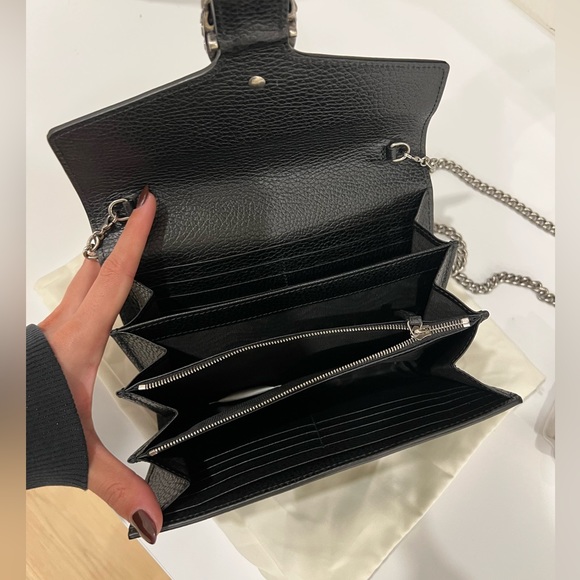 GUCCI Dionysus Mini Leather Chain Wallet in Black - Picture 3 of 4